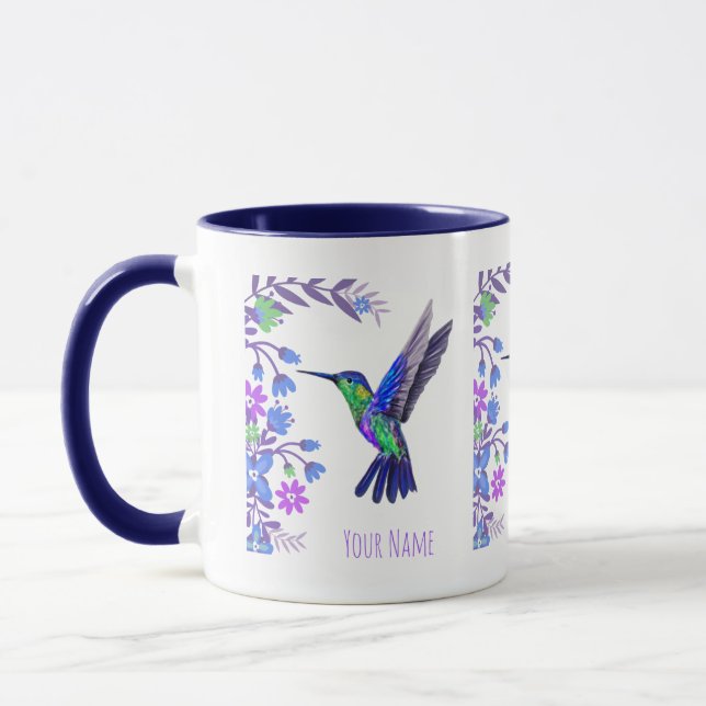 Taza Hummingbird Diseño Flores Botánicas Aves Amantes (Izquierda)