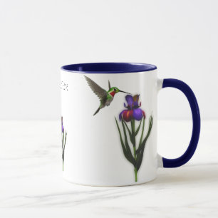 Taza Hummingbird Iris Flower Mug