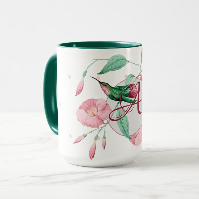 Taza Hummingbird Pint Pink Mint Floral DECORACIÓN (Anverso izquierdo)