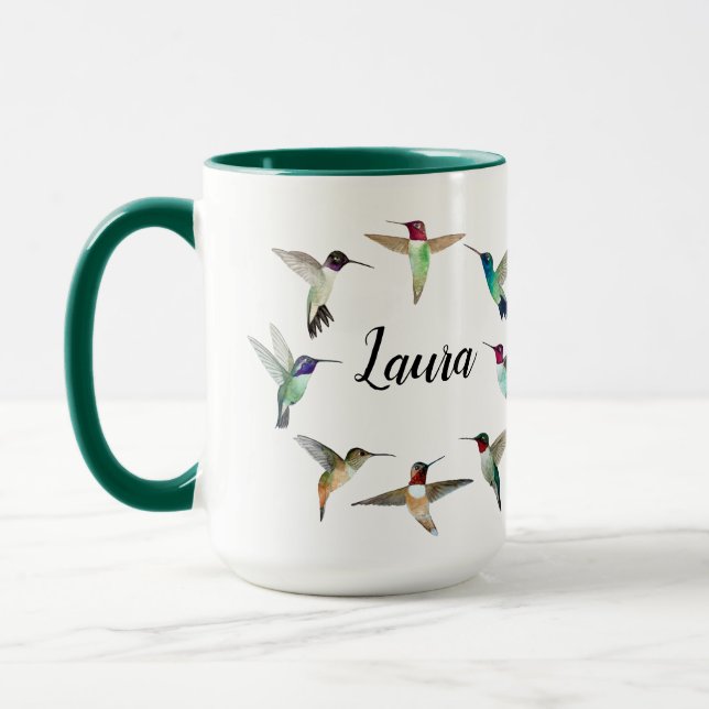 Taza Hummingbirds estadounidense-personalizado con tazó (Izquierda)