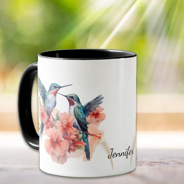 Taza Hummingbirds Rojo Naranja Floral (Subido por el creador)