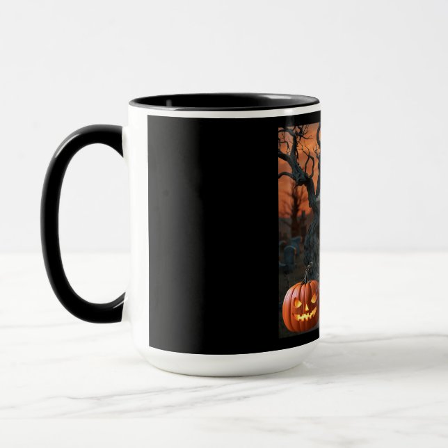 Taza Humor de cementerio de Halloween "Dewey Burnum" Mu (Izquierda)