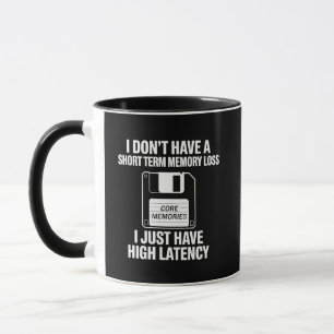 Taza Humor de computadora retro de alta latencia