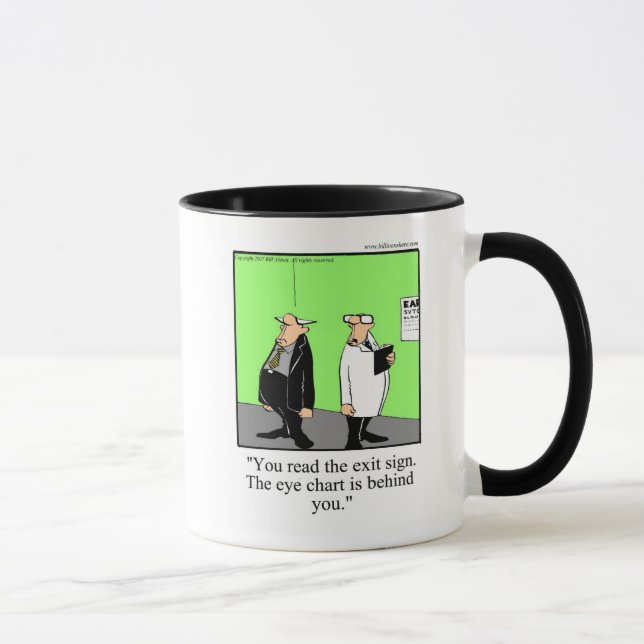 Taza Humor de examen ocular regalo de peluche (Derecha)