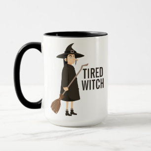 Taza Humor divertido de Halloween Bruja negra y blanca