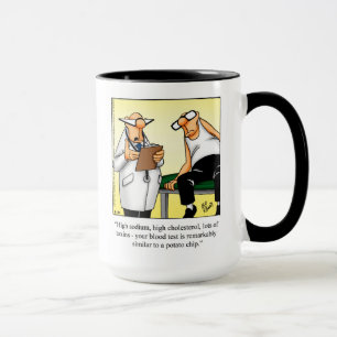 Taza Humor médico "patatas fritas", regalo de peluche