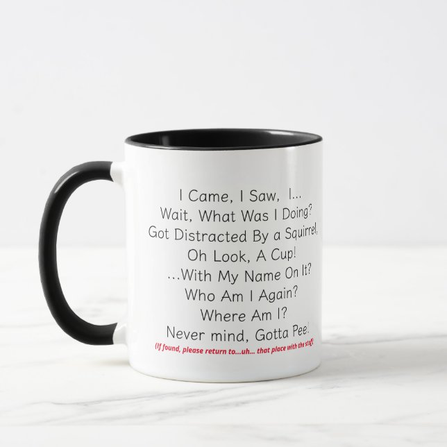Taza Humor mental divertidísimo olvidadizo y distraído (Izquierda)
