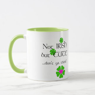 Taza Humor puro no irlandés-Shamrock verde + corazón ro