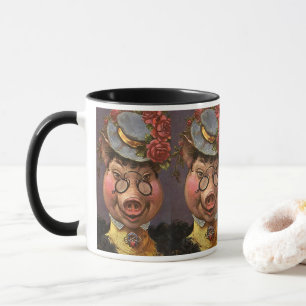 Taza Humor vintage, tonto y gracioso cerdo victoriano