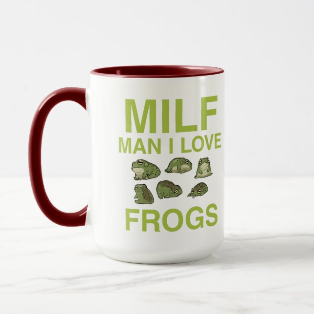 Taza humorística de rana cita milf me encantan las rana (Izquierda)