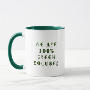 Taza Humorístico dinero en monedas de países globales e