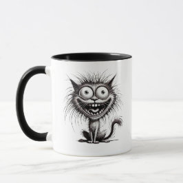 Taza Humour Noir et Blanc, Chat Excentrique.