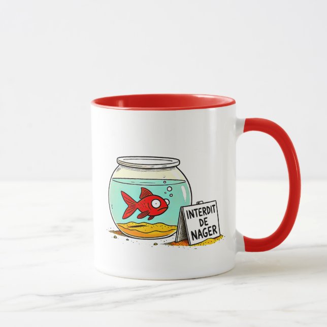 Taza Humour : Un poisson rouge dans son bocal.  (Derecha)