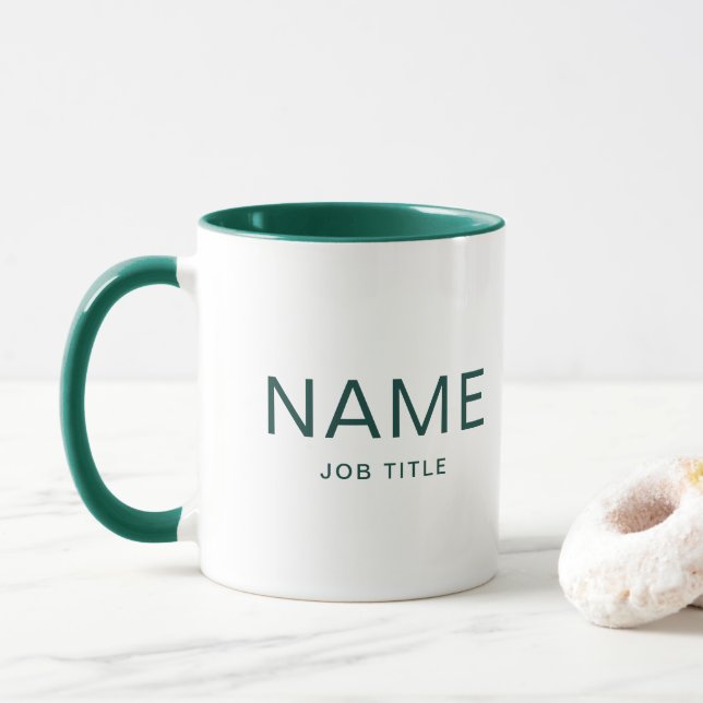 Taza Hunter Green Combo Mug personalizado con tu nombre (Con donut)