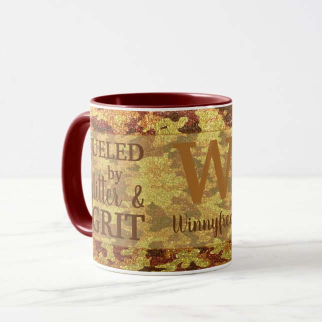Taza Hunter Orange Camouflage Glitter Camo Name (Anverso izquierdo)