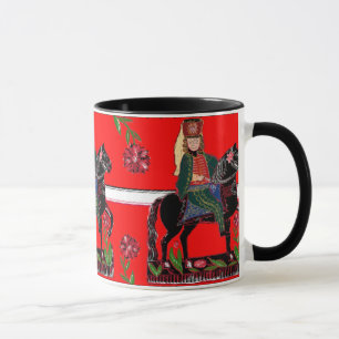 Taza Húsar en un caballo negro - arte popular del