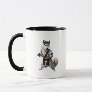 Taza Husky Dog Play Karate, campeón de Karate Husky Dog