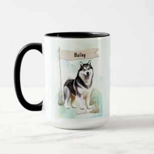 Taza Husky Siberiano Acuarela Perro Personalizado