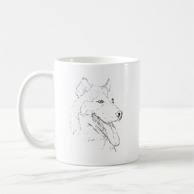 Taza Husky – Taza de café con ilustración de perro (Izquierda)