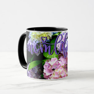 Taza Hydrangea garden, rosa, azul, púrpura floral mamá