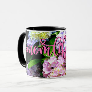 Taza Hydrangea garden, rosa, azul, púrpura floral mamá