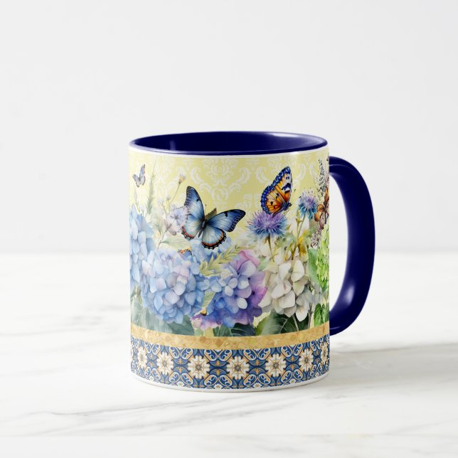 Taza Hydrangea y mariposa Mug (Anverso derecho)