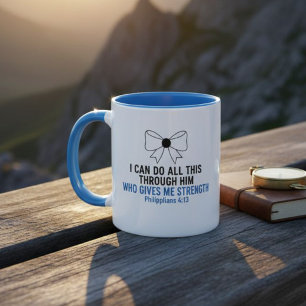 Taza I Can Do All This Bible Verse Two-Tone Mug