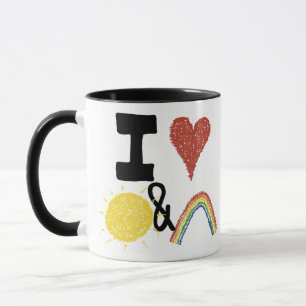 Taza I corazón Sunshines y arco iris