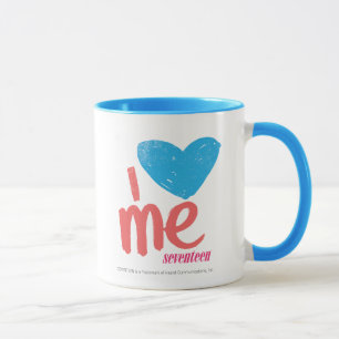 Taza I corazón yo aguamarina/rosa