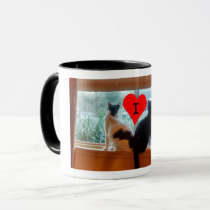 Taza I gatos del corazón, foto de gatos en Windowsill