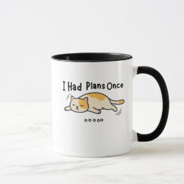 Taza I Had Plans Once Gato Perezoso Divertido