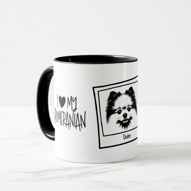 Taza I Heart My Pomeranian Bold Pop Art Or Your Photo (Anverso izquierdo)