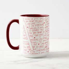 Taza I Love A You — Personalized Initial “A” Romantic D