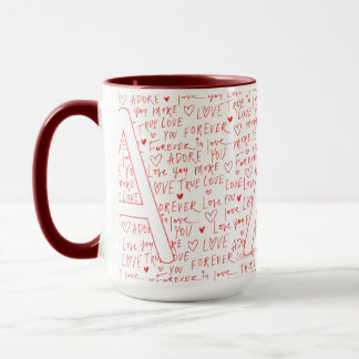 Taza I Love A You — Personalized Initial “A” Romantic D