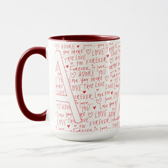 Taza I Love A You — Personalized Initial “A” Romantic D (Izquierda)