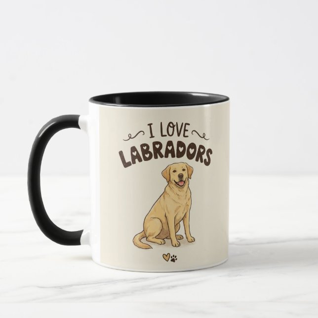 Taza I Love Labradors Mug – Hand-Drawn Illustration (Izquierda)