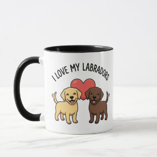 Taza I Love My Labradors Mug – Cute Yellow & Chocolate