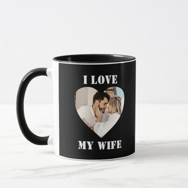 Taza I Love My Wife Heart Custom Personalized Photo (Izquierda)