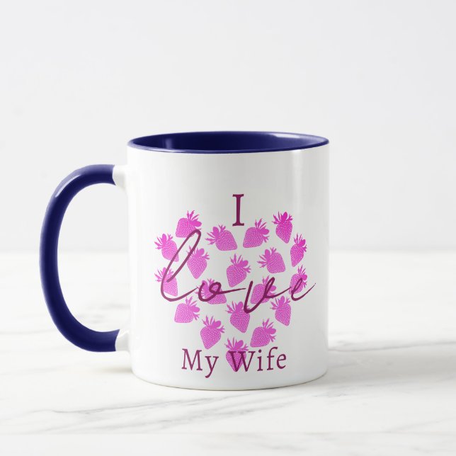 Taza I Love My Wife Valentines Mug - Strawberry Design (Izquierda)