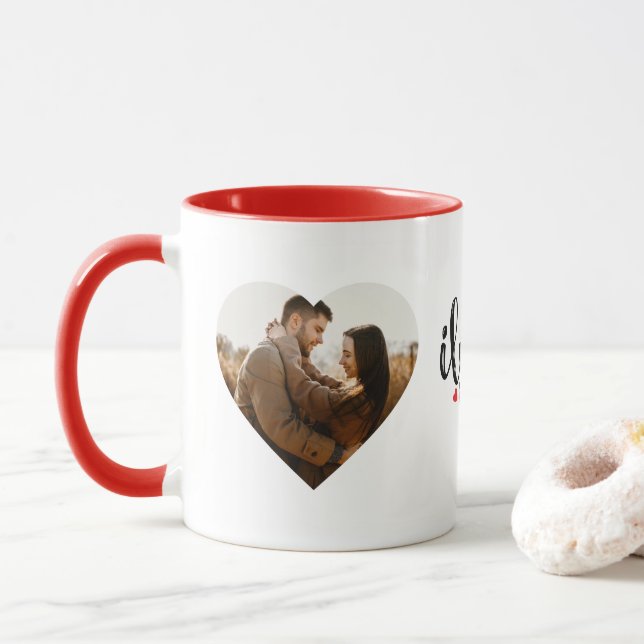 Taza I Love You | Feliz Día de San Valentín moderno (Con donut)