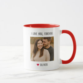 Taza I Love You Forever Custom Name Couple Photo