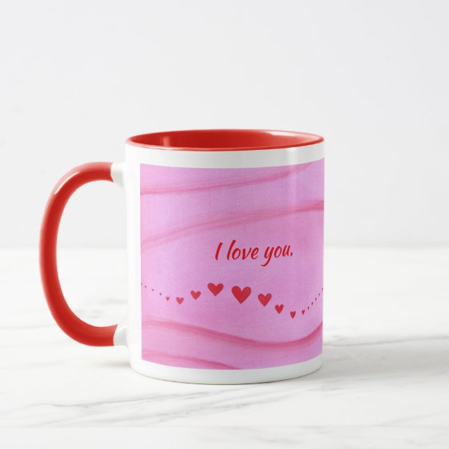 Taza I love you, wave of red hearts custom mugs (Izquierda)