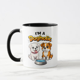 Taza I’m A Dogholic Cute Puppies