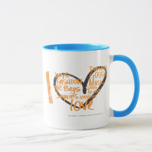 Taza I naranja de la pintada del corazón