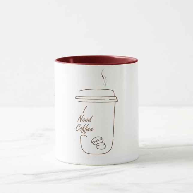Taza I Need Coffee Cute Doodle Mug (Centro)