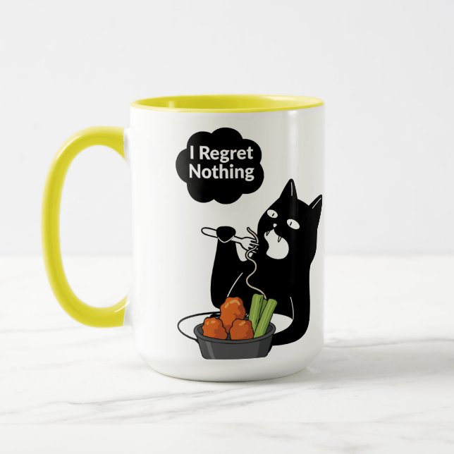 Taza I Regret Nothing” Cat Eating Tea mug (Izquierda)