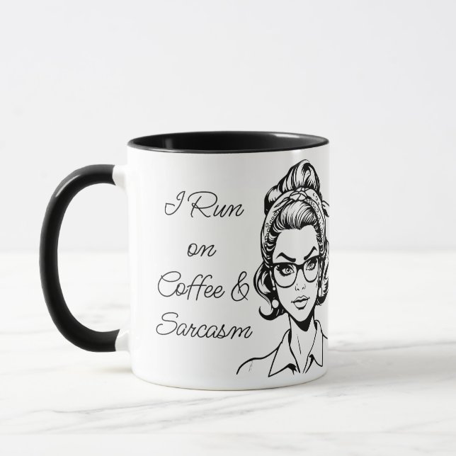 Taza I Run on Coffee & Sarcasm | Funny Quote (Izquierda)
