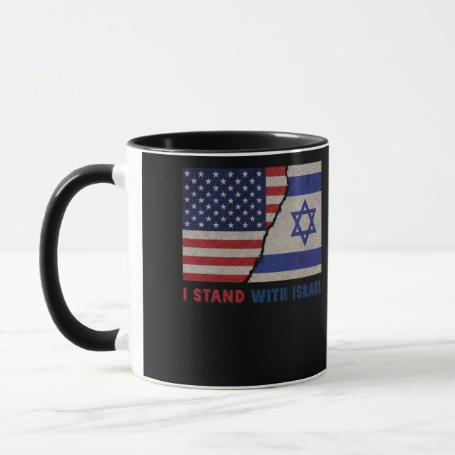 Taza I Stand With Israel Patriotic USA and Israel Flag (Izquierda)
