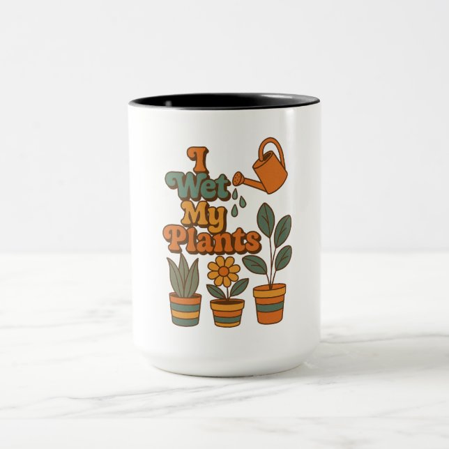 Taza I Wet My Plants – Retro 70s Stripes (Centro)