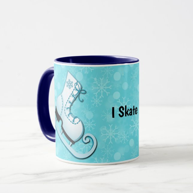 Taza Ice Skate I Skate Personalized Mug Cup in Blue (Anverso izquierdo)